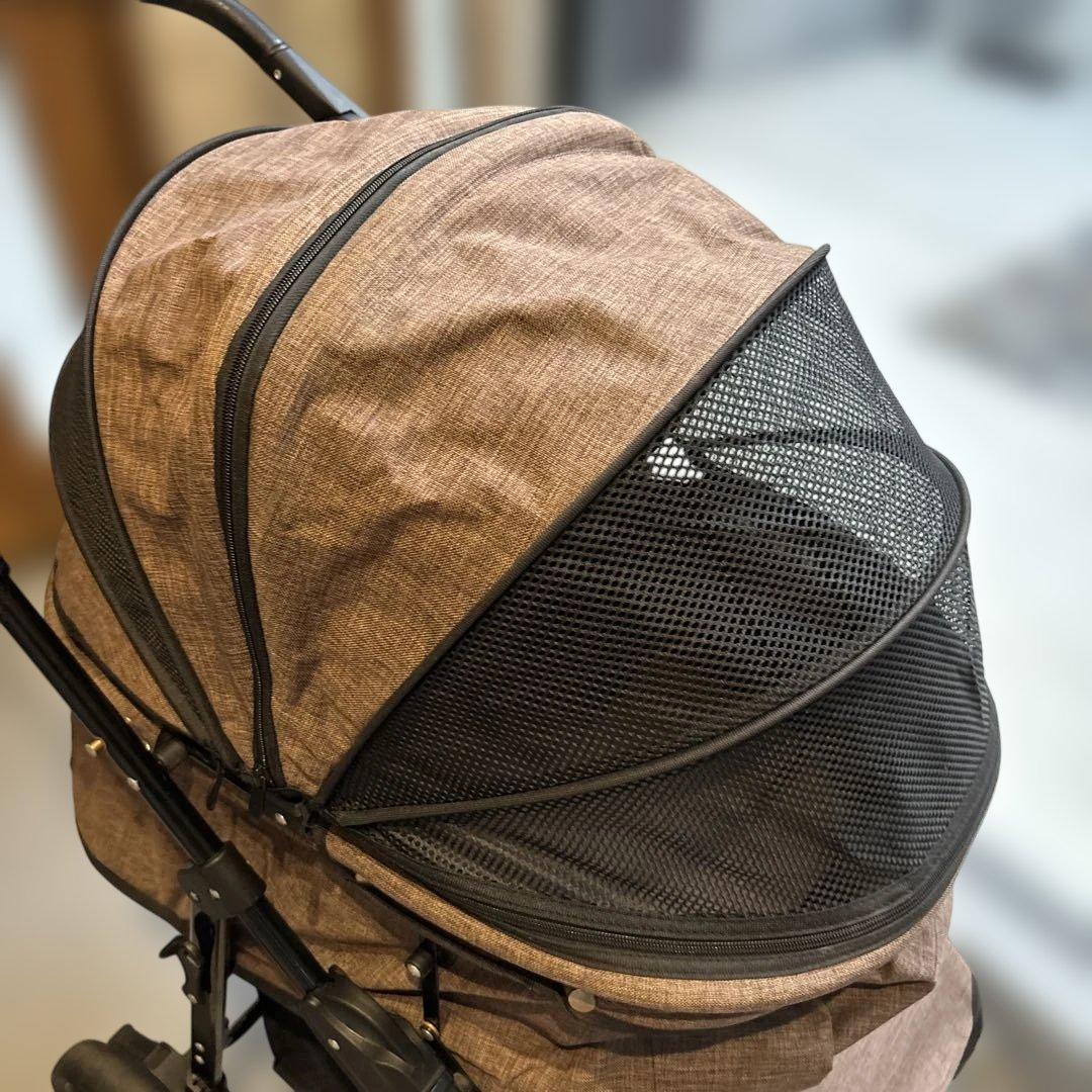 ペットカート！メッシュカバー付き　ブラウン