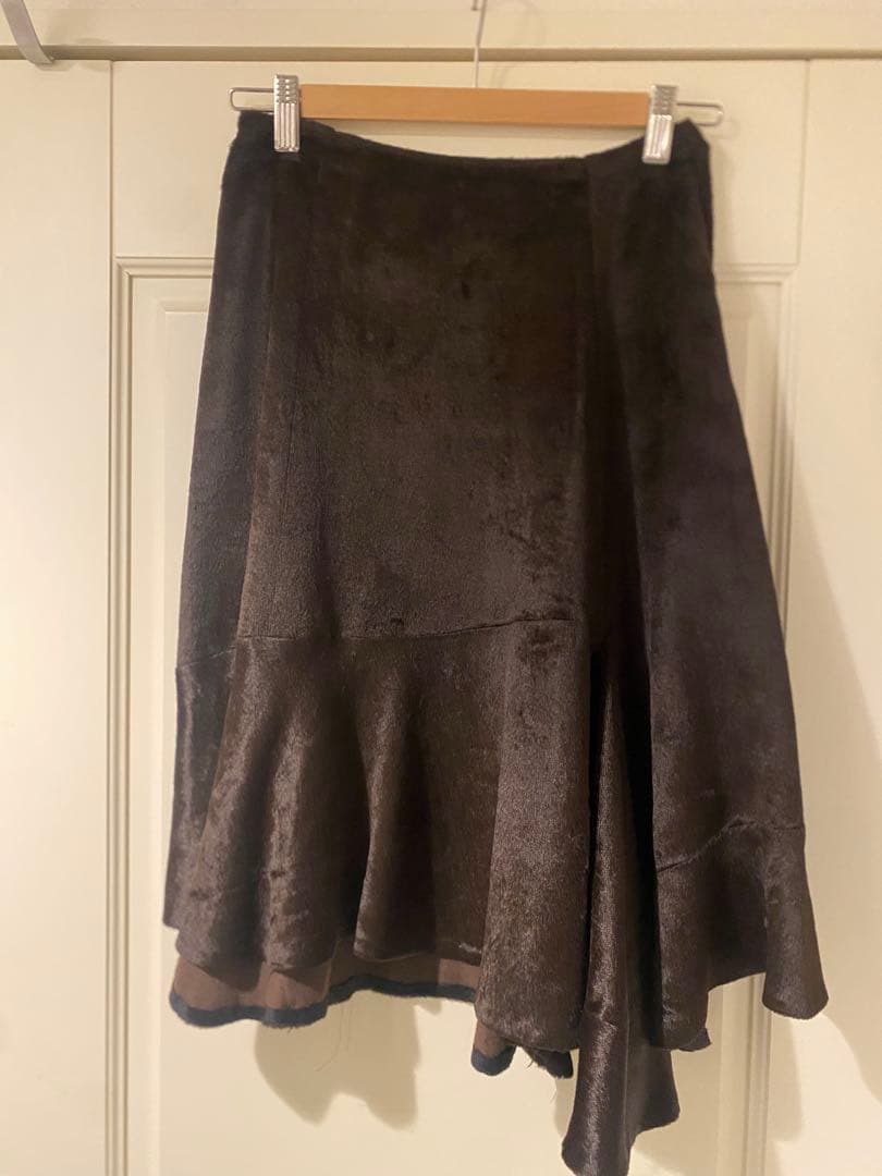コムデギャルソン　ブラウンヴェルヴェット　フレアスカート