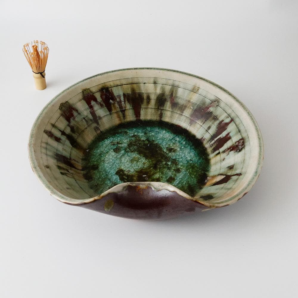 T　変形鉢　大鉢　水盆　自然釉　茶道具　茶器　陶器　唐津