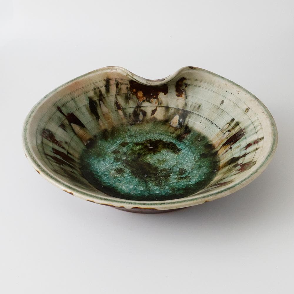 T　変形鉢　大鉢　水盆　自然釉　茶道具　茶器　陶器　唐津