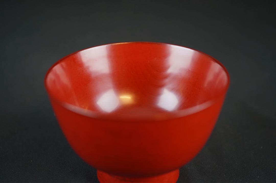 角偉三郎 作 朱 座椀 六つ星 最晩年作 希少作 紙箱 共布 茶懐石道具