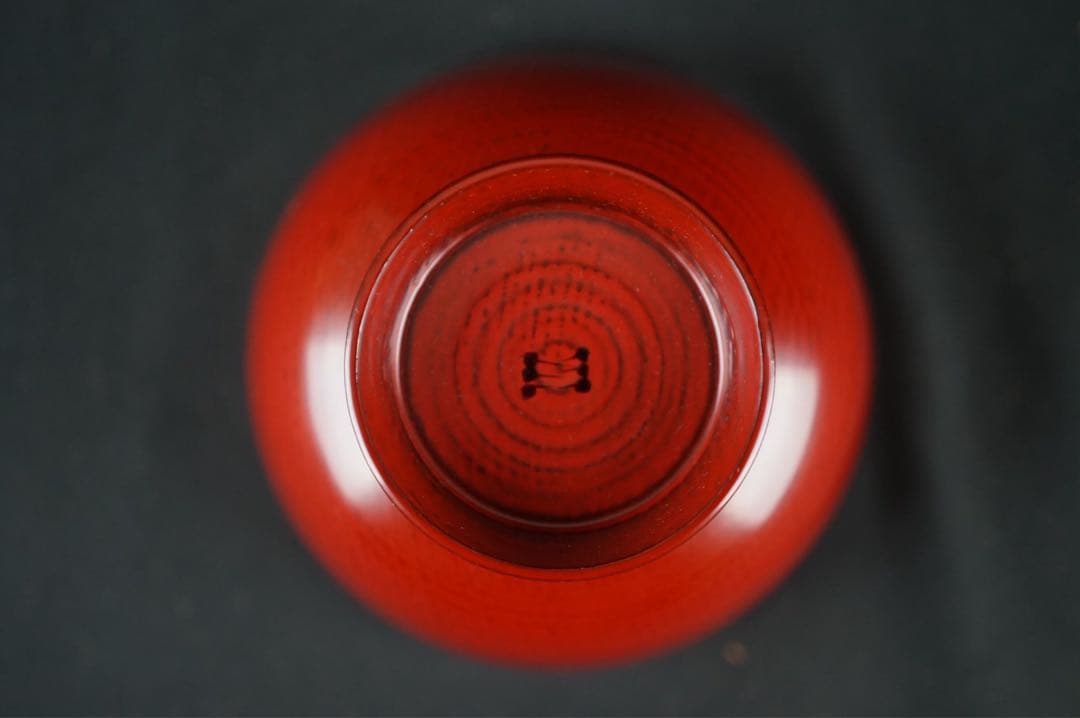 角偉三郎 作 朱 座椀 六つ星 最晩年作 希少作 紙箱 共布 茶懐石道具