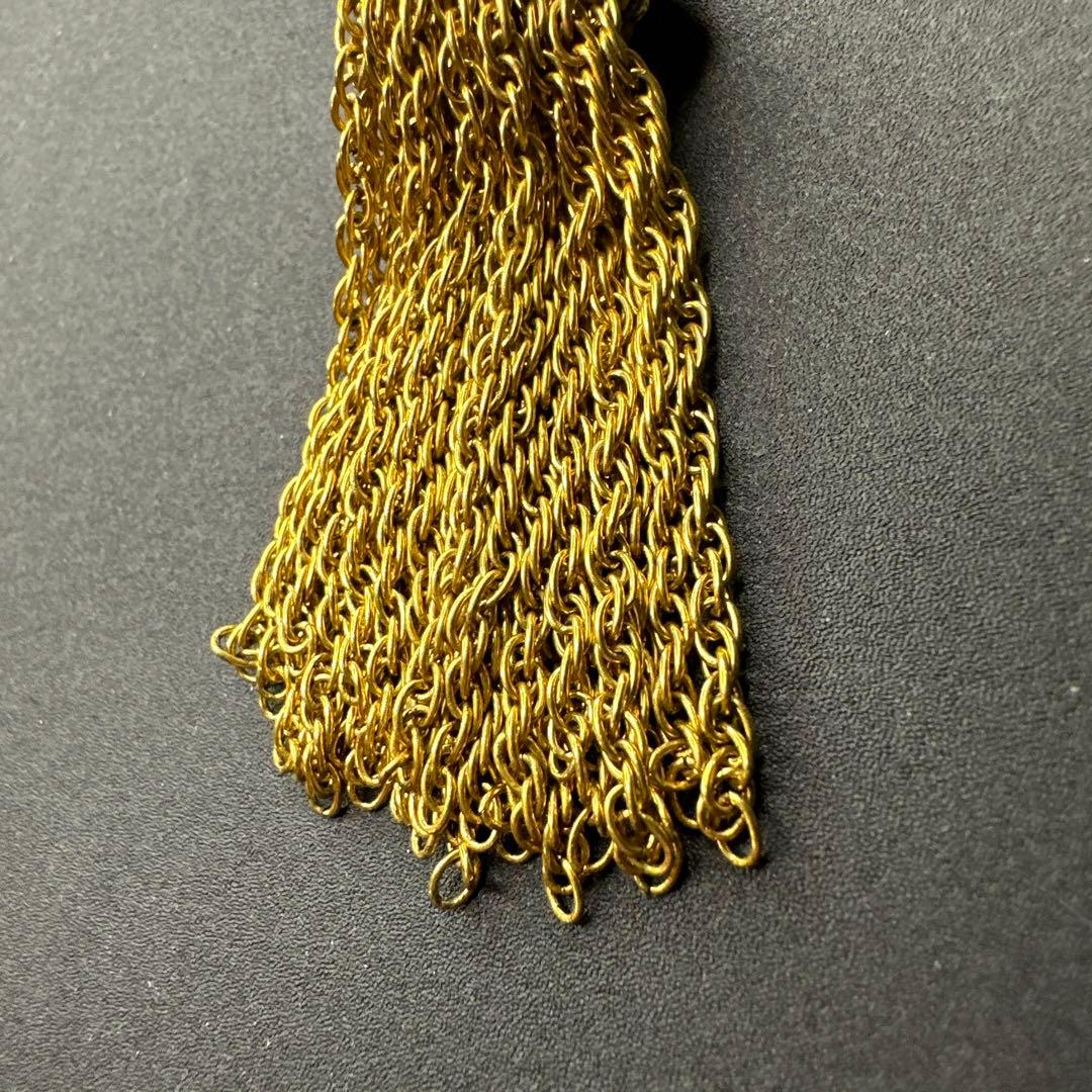 【vintage】Ungaro Parisゴールドカラー編み込みタッセルブローチ