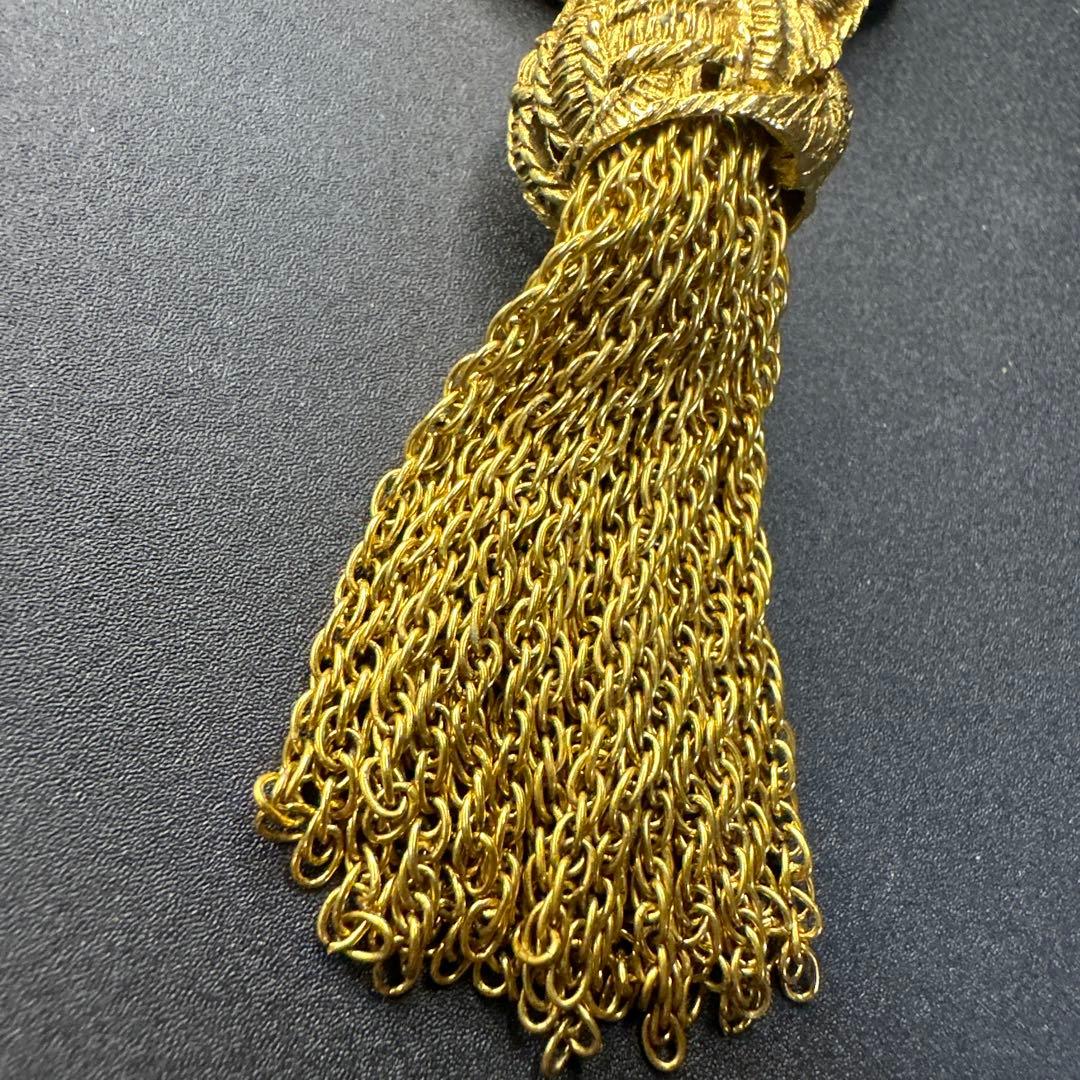 【vintage】Ungaro Parisゴールドカラー編み込みタッセルブローチ
