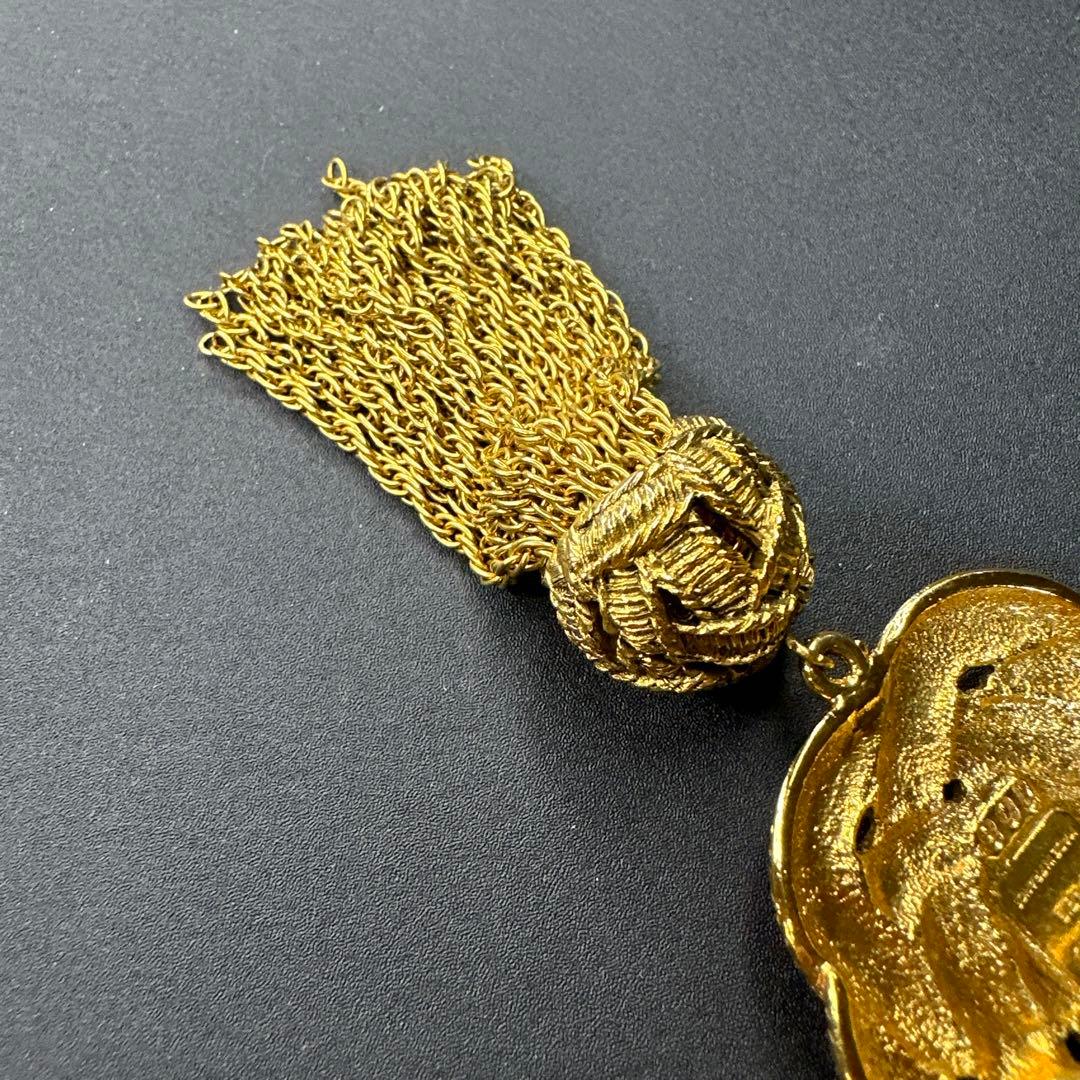 【vintage】Ungaro Parisゴールドカラー編み込みタッセルブローチ