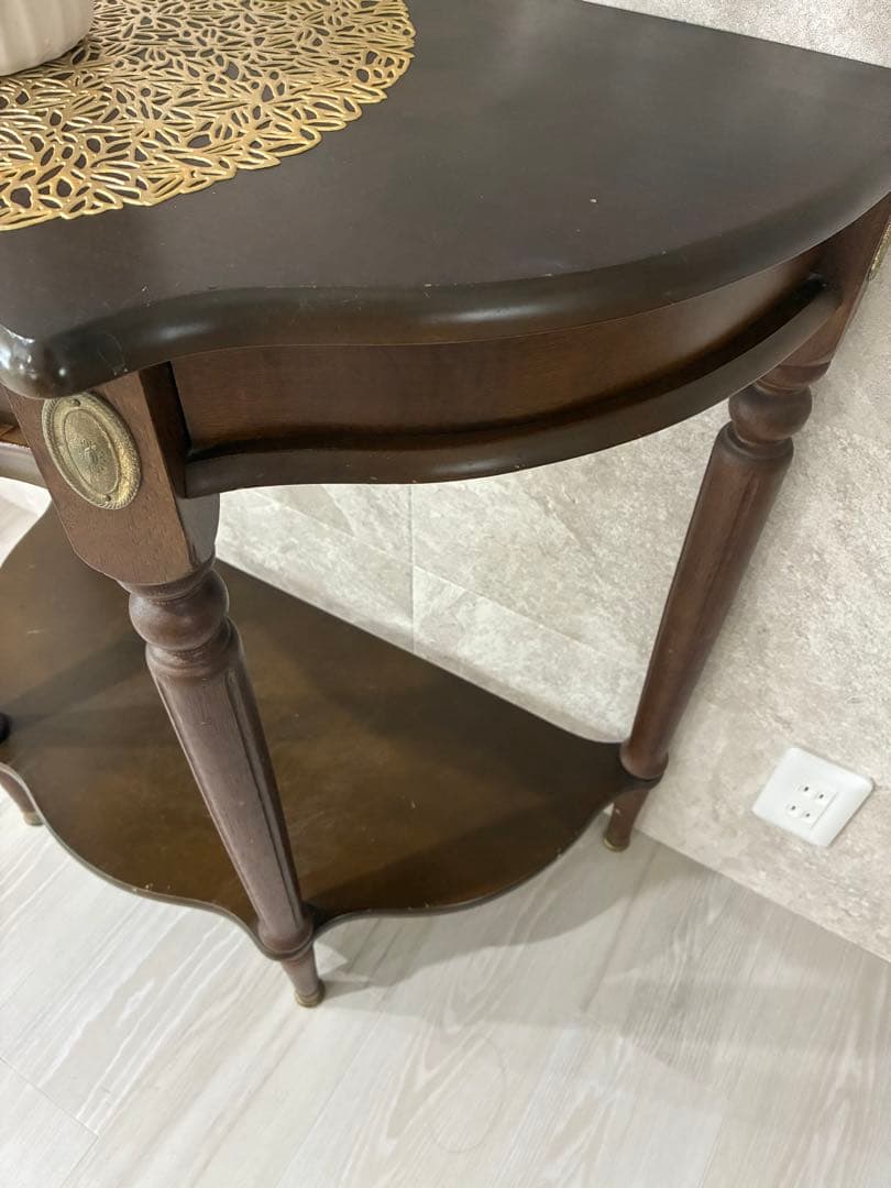 コンソールテーブル　引き出し付き　花代　アンティーク調　サイドテーブル　木製