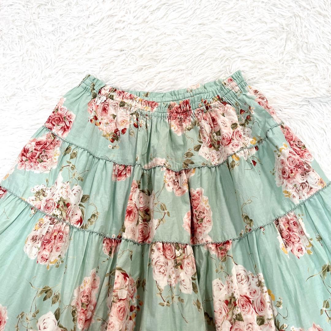 美品✨ ピンクハウス　ティアード　ミディ　スカート　ピコフリル　フラワープリント