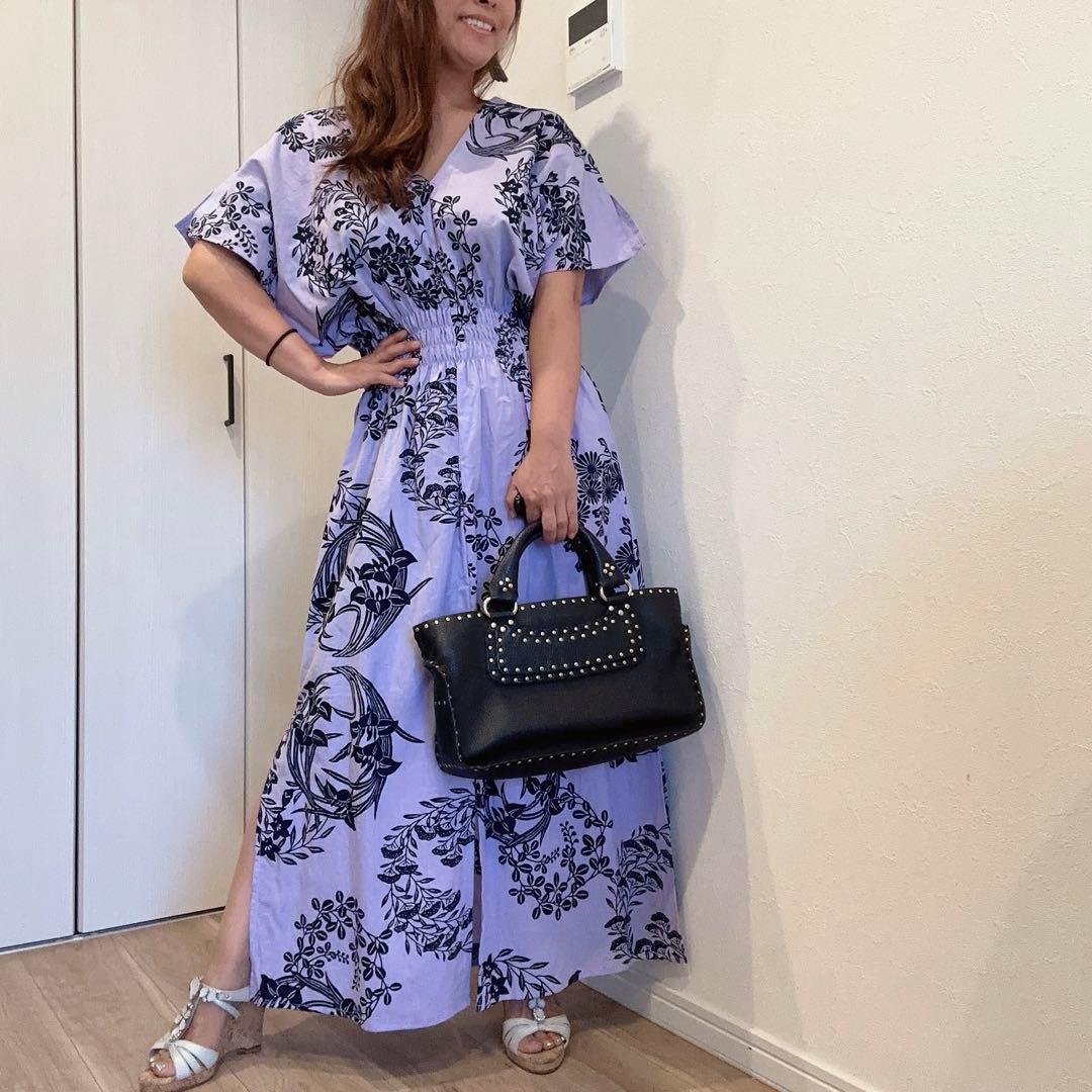 一点物　竺仙　浴衣　コーマ地　ワンピース ハンドメイド　ロング　着物　薄紫