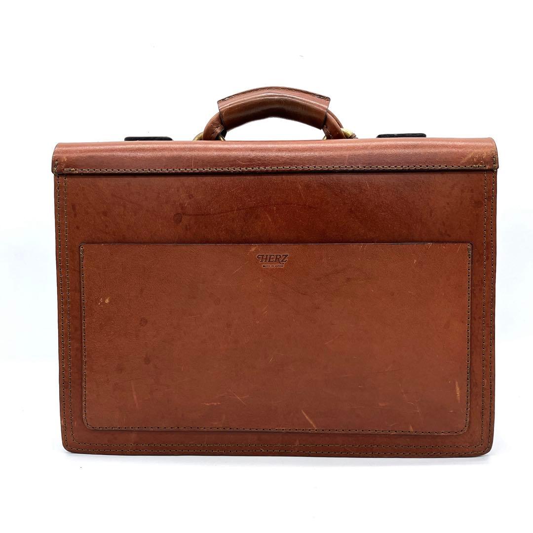 【HERZ】パイロットケース　ビジネスバッグ　レザー　ブラウン.
