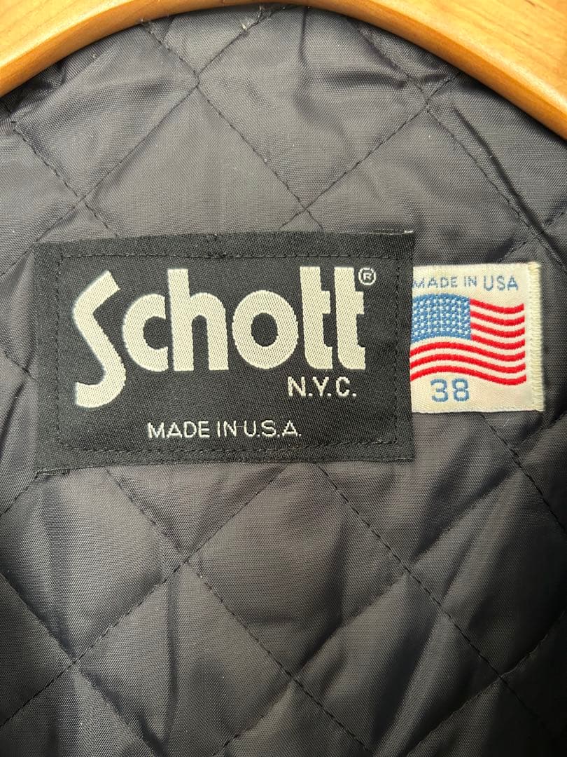 【絶版希少】 schott襟付トラッカーレザージャケット38ブラック黒