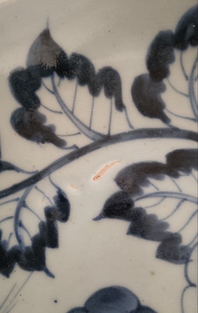 染付獅子牡丹図皿　大皿　古伊万里