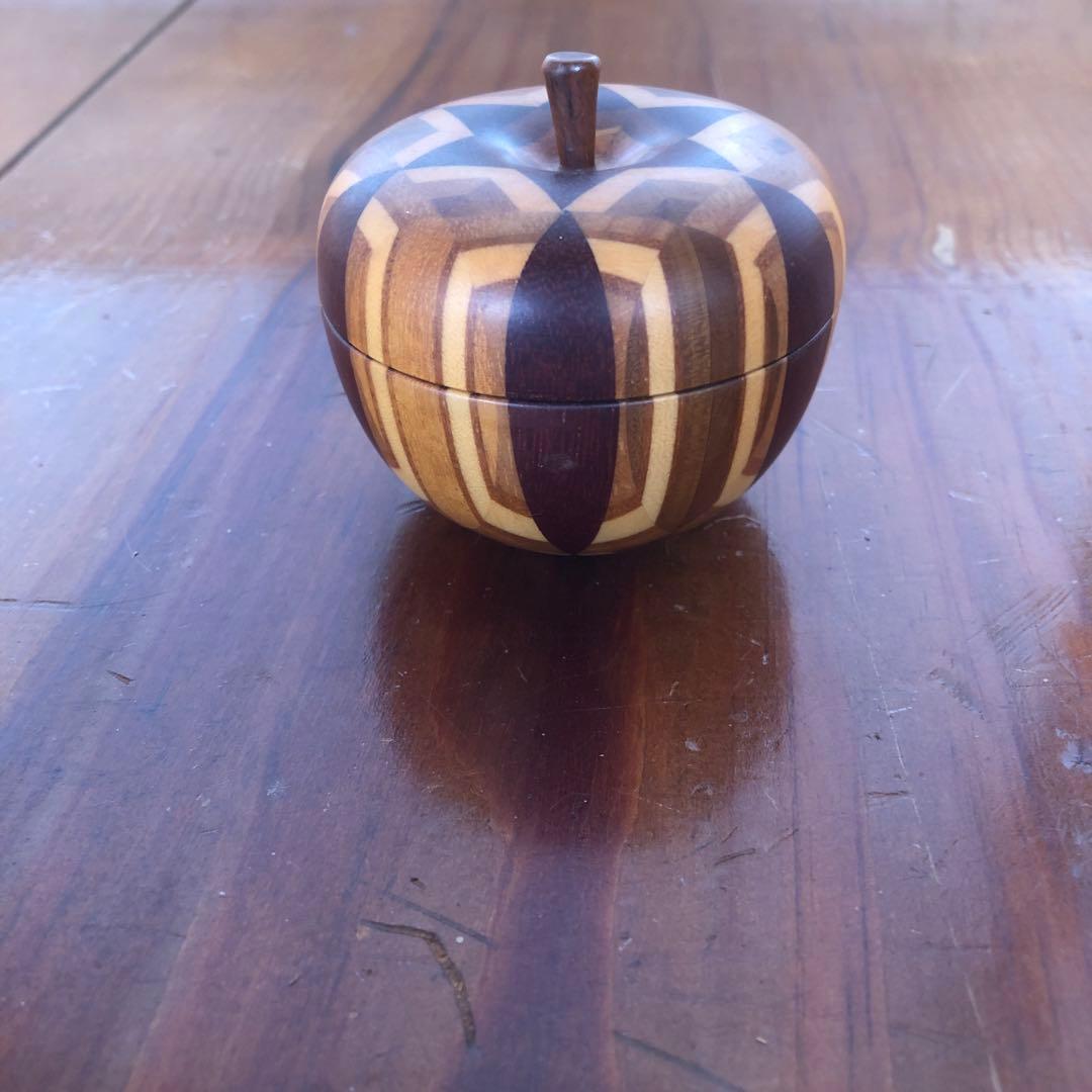 寄木細工 箱根細工 かなざし りんご 林檎 小物入れ ボンボニエール 無垢