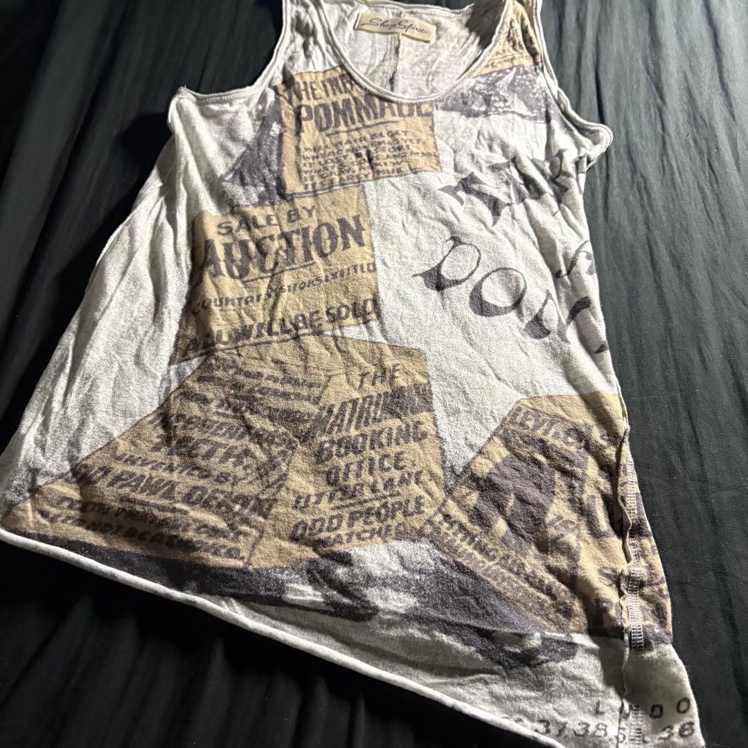 share spirit 英字 プリント タンクトップ アシンメトリー グランジ