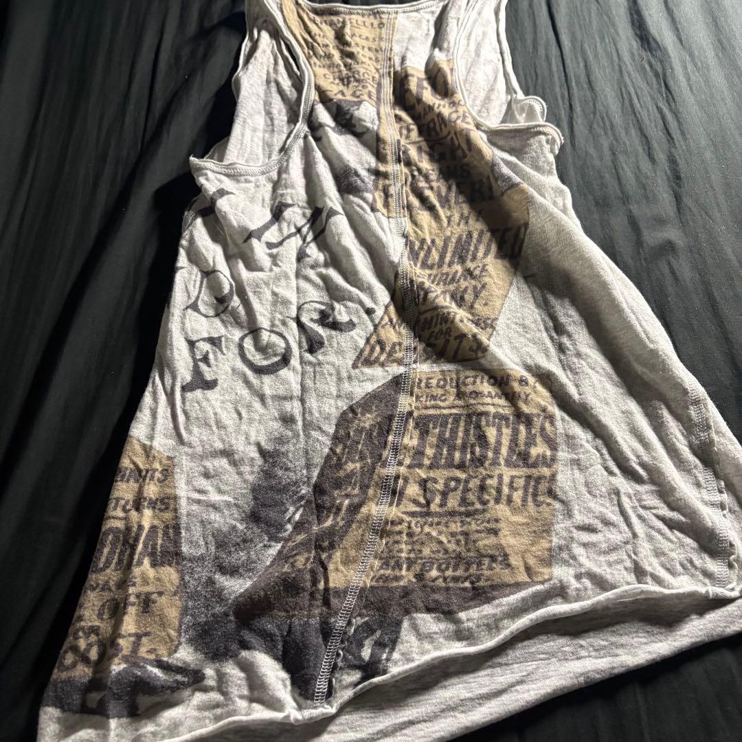 share spirit 英字 プリント タンクトップ アシンメトリー グランジ