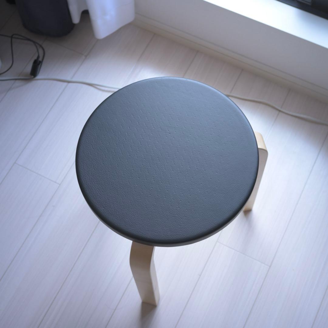 スツール Artek / Stool 60 Leather & Wild Birch