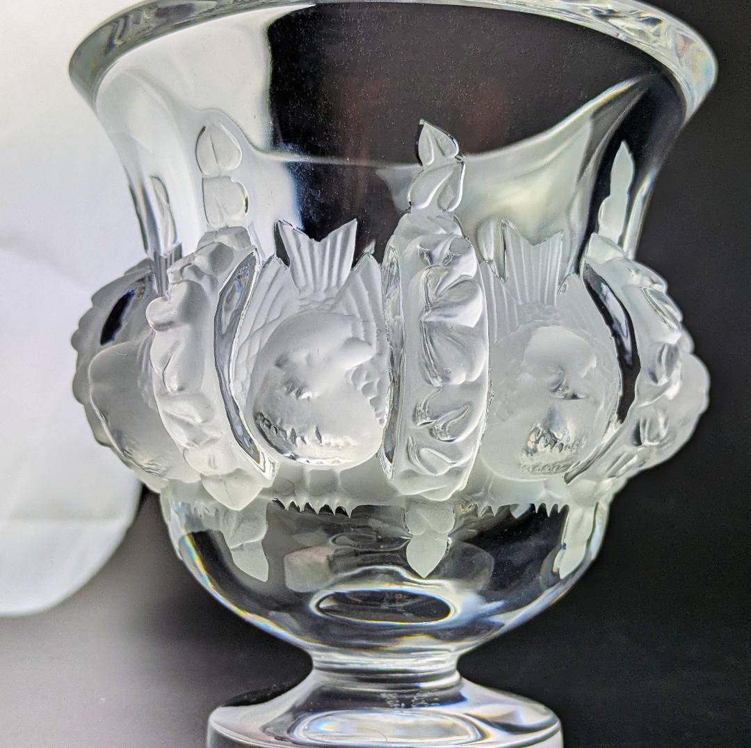 生活に洗練を★ラリック ダンピエール 花瓶 雀葡萄紋フロストガラス フランス