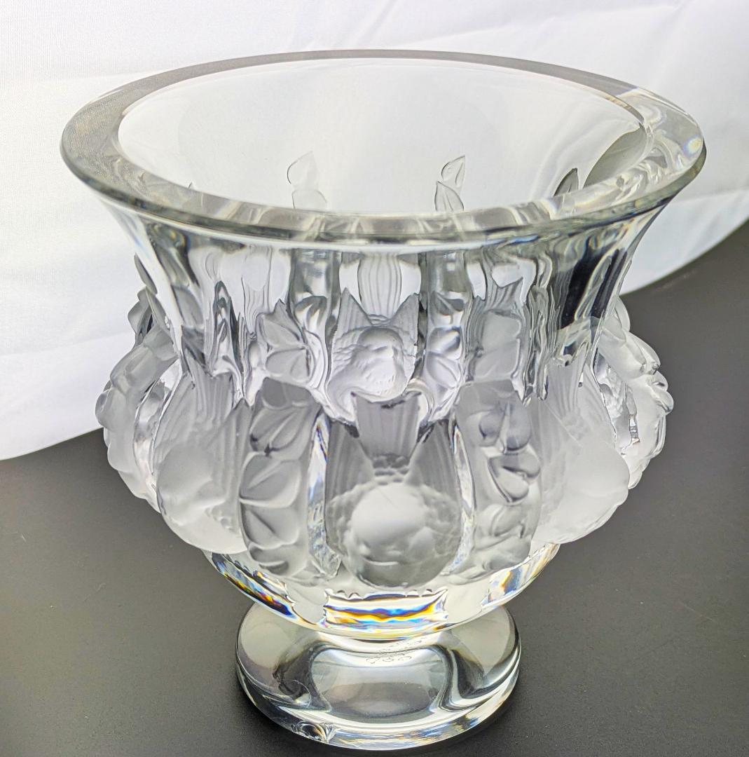 生活に洗練を★ラリック ダンピエール 花瓶 雀葡萄紋フロストガラス フランス