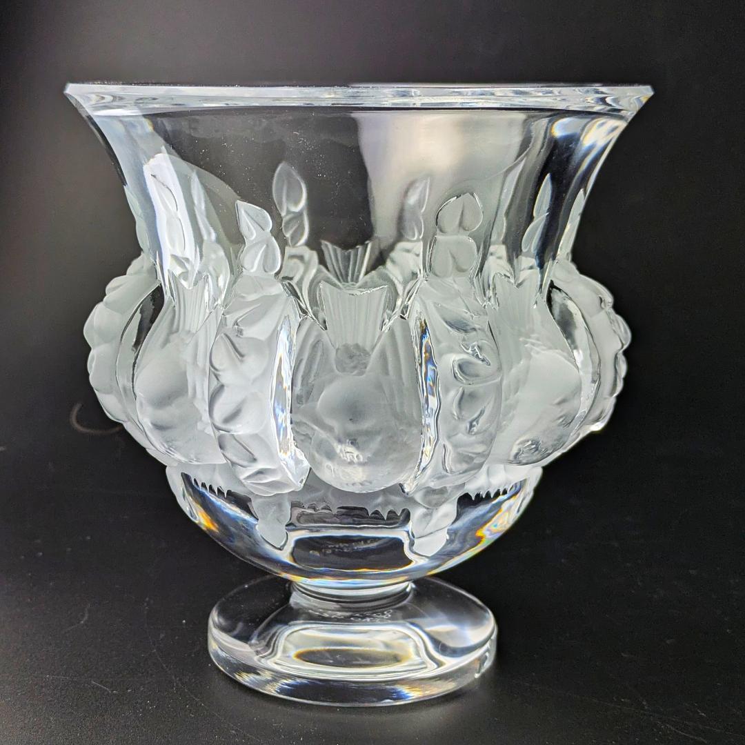 生活に洗練を★ラリック ダンピエール 花瓶 雀葡萄紋フロストガラス フランス