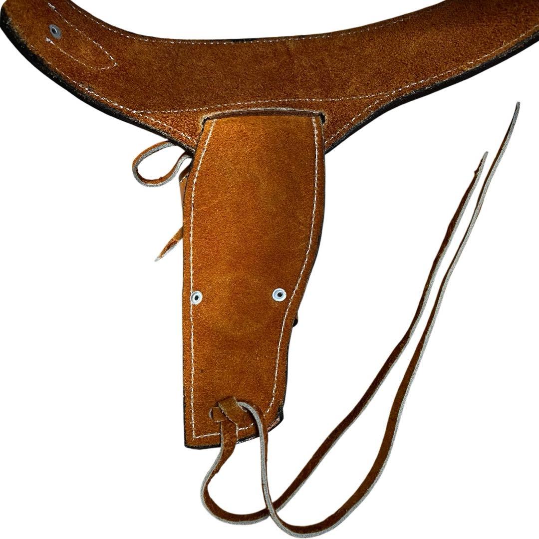 未使用級　カービングレザーガンベルト ナチュラルW最長約109cm最短約94cm