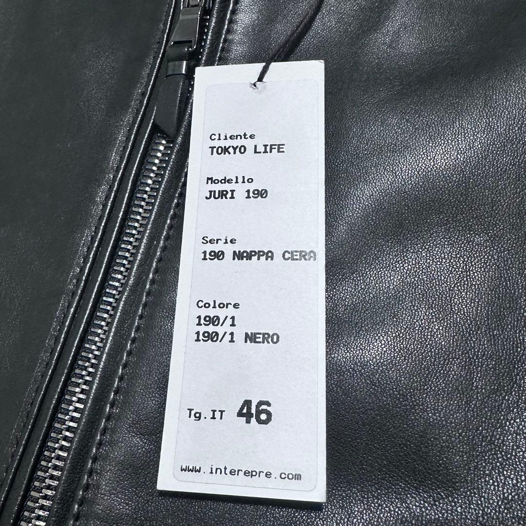 未使用品 46✨EMMETI JURI シングルライダースジャケット 羊革 黒