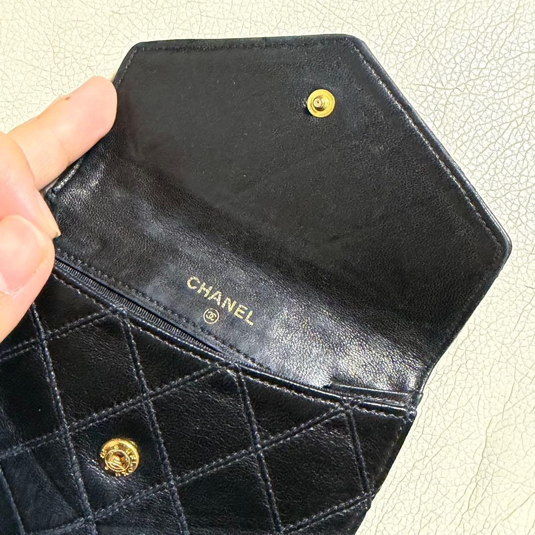 CHANEL/シャネル ビコローレ Wホック2つ折り財布 ブラック　ヴィンテージ