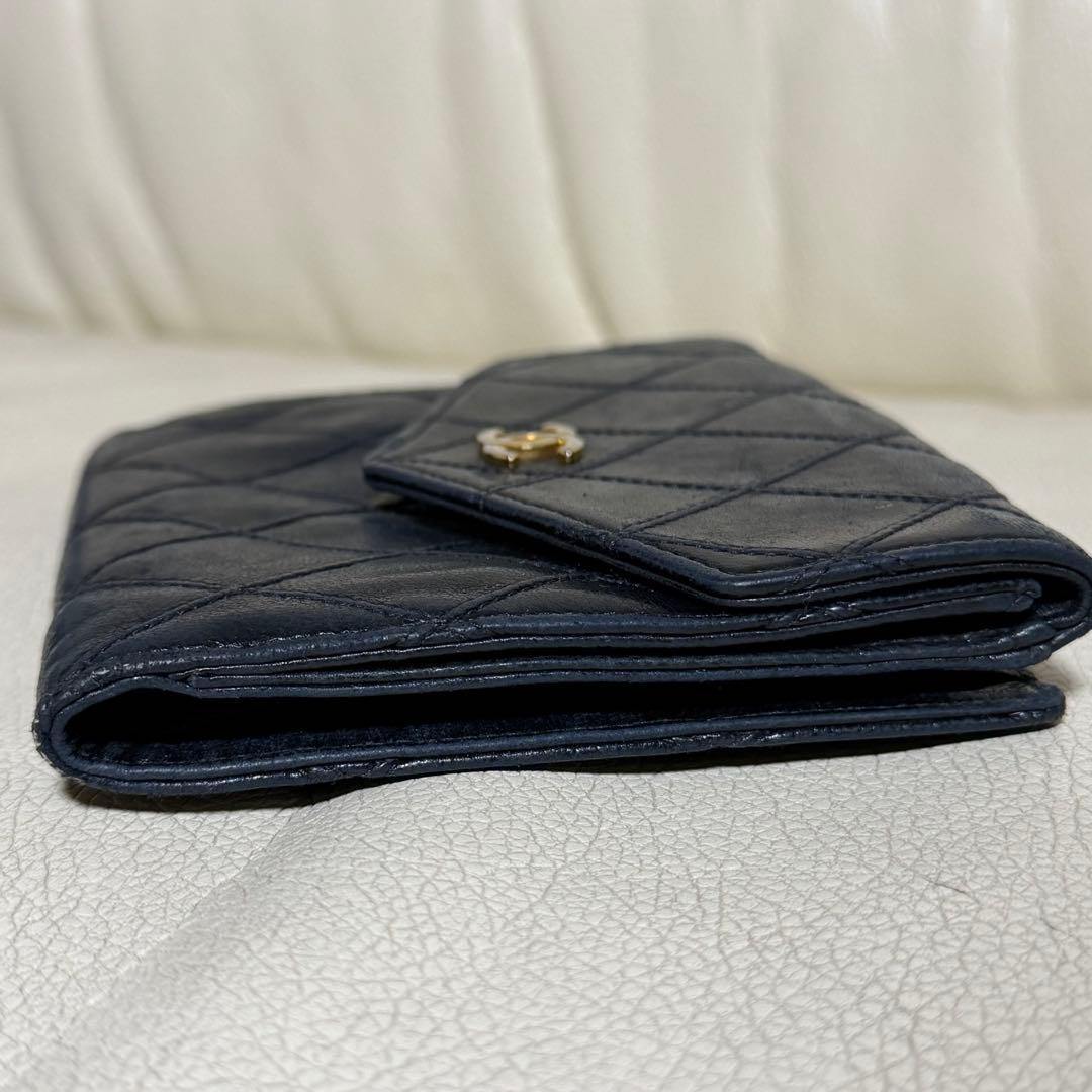 CHANEL/シャネル ビコローレ Wホック2つ折り財布 ブラック　ヴィンテージ