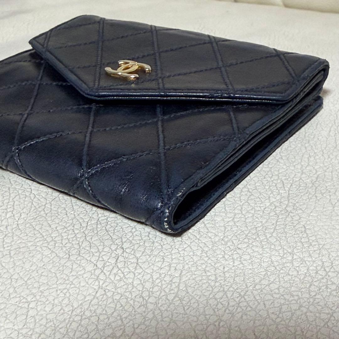 CHANEL/シャネル ビコローレ Wホック2つ折り財布 ブラック　ヴィンテージ