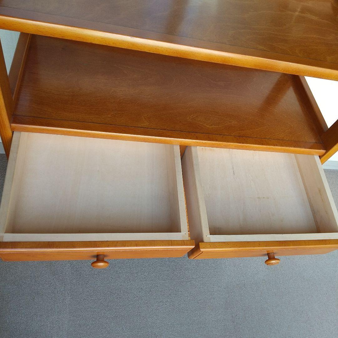 オールドカリモク キャビネット 電話台 収納 棚 ラタン