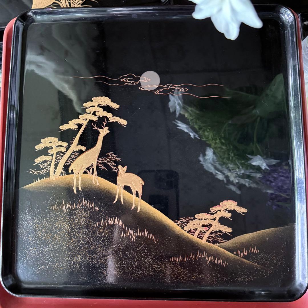 2200様感謝‼️秋の風雅‼️JAPAN 研出蒔絵 『銀月』絵替八寸膳十客木箱