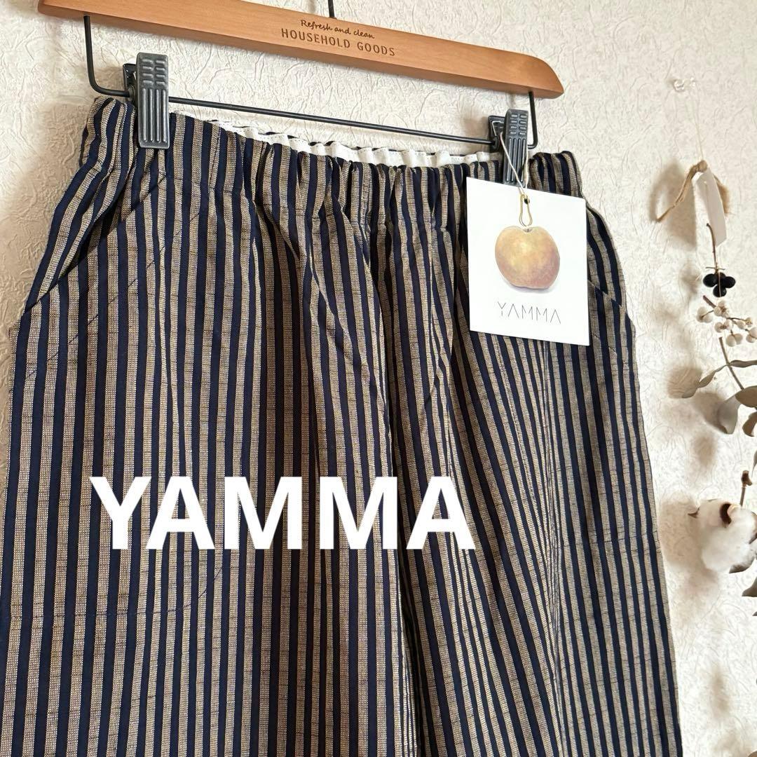 【新品未使用】ヤンマ産業　会津木綿　ダボダボパンツ❷棒縞20㎝プラス丈