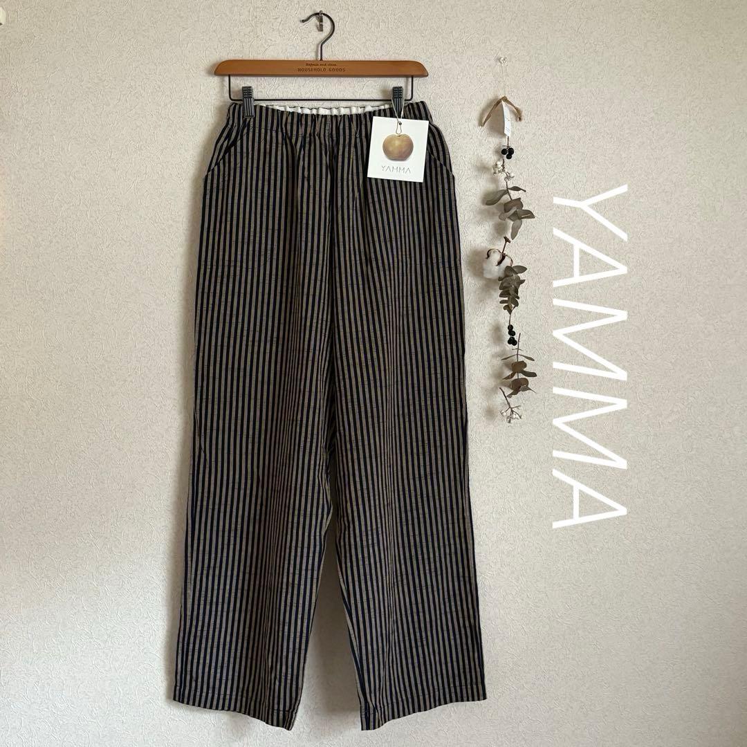 【新品未使用】ヤンマ産業　会津木綿　ダボダボパンツ❷棒縞20㎝プラス丈