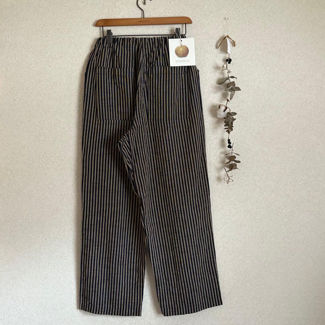 【新品未使用】ヤンマ産業　会津木綿　ダボダボパンツ❷棒縞20㎝プラス丈