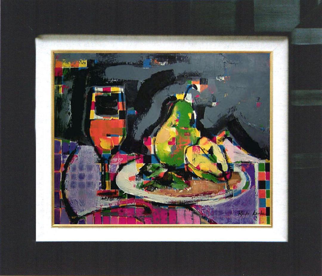 油絵 絵 絵画 インテリア 額付(黒) uF6-062204 静物 ワイン