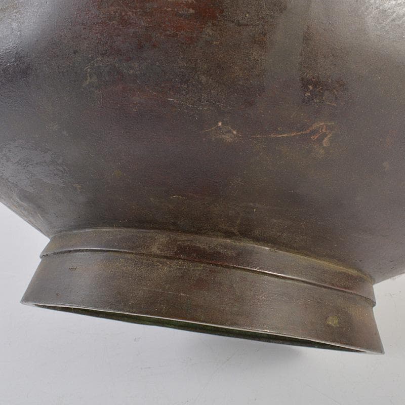 中国　唐銅　神獣遊環双耳瓶　M　R7369F