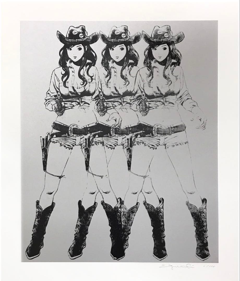 江口寿史 エディションサイン入り版画「Cowgirls」