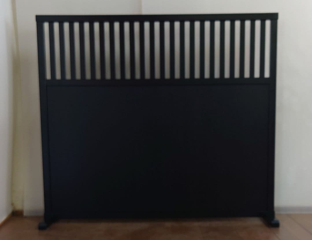 衝立　ブラック　格子状和風衝立　シンプル１枚式　パーテーション　ブラック塗装③