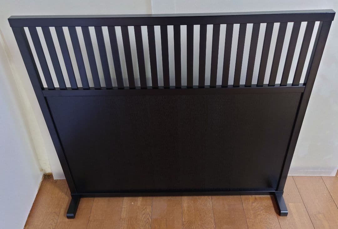 衝立　ブラック　格子状和風衝立　シンプル１枚式　パーテーション　ブラック塗装③