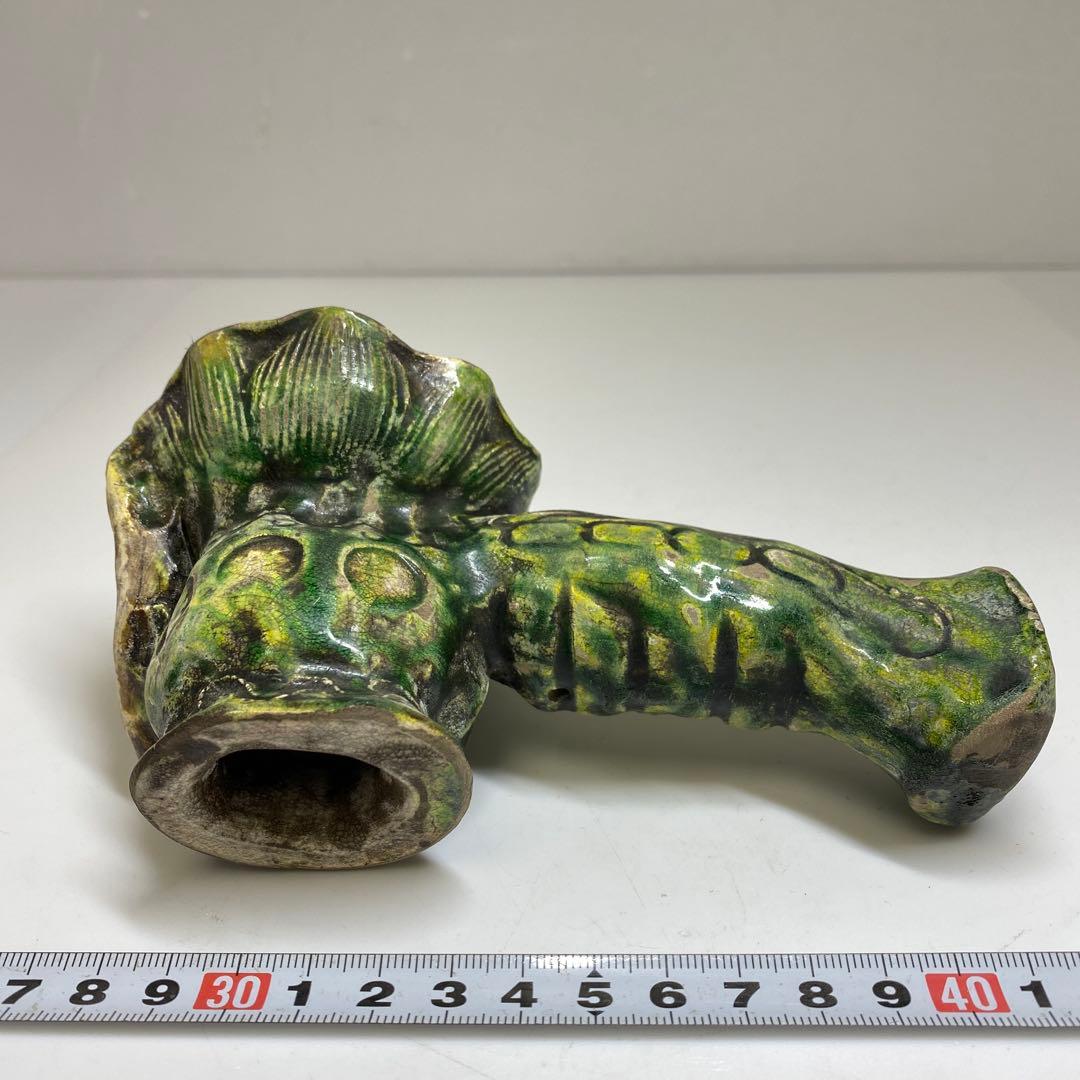 江戸中期　源内焼　蝋燭立　木箱付　長さ14.5㎝ 東Y7-0116☆2Fタルニ