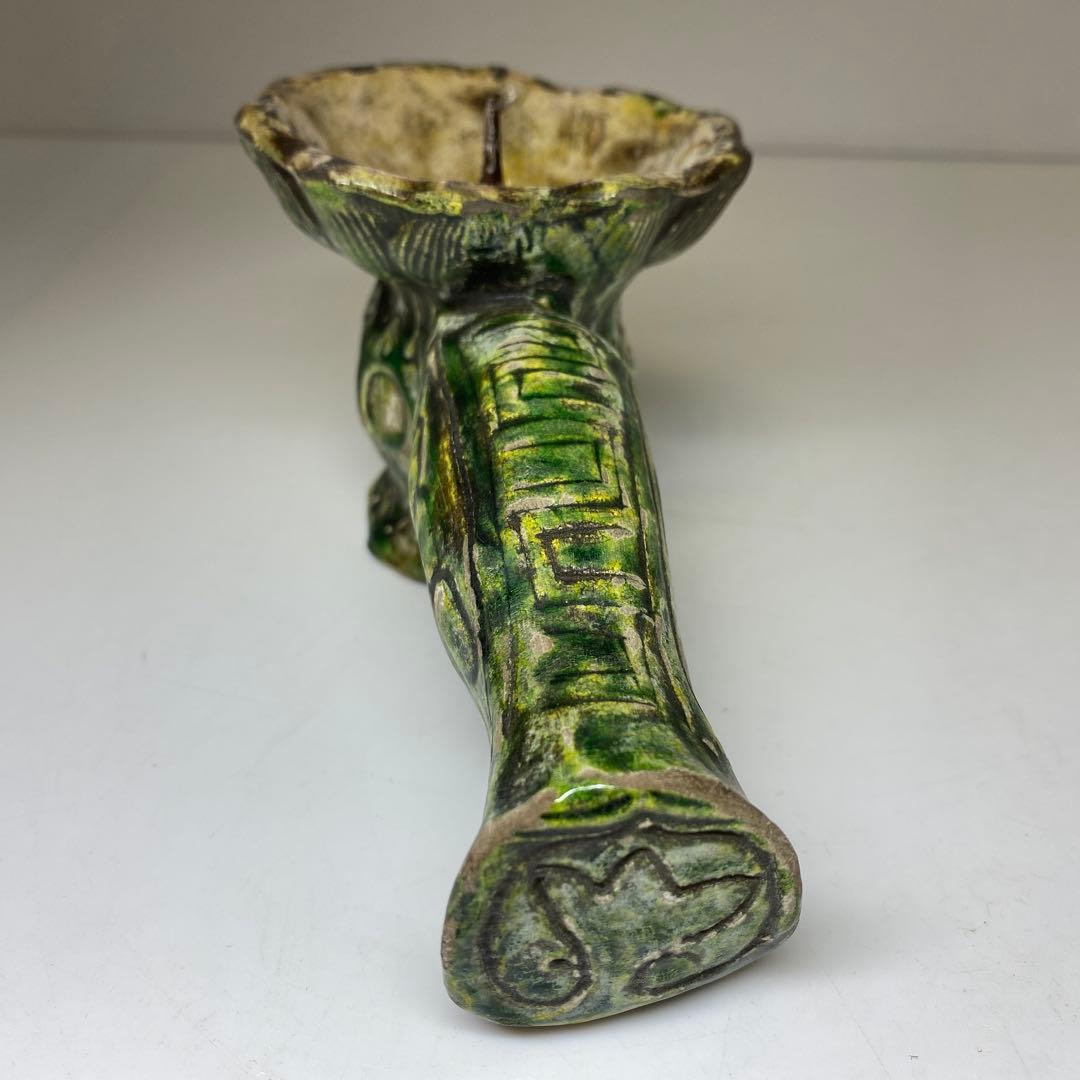 江戸中期　源内焼　蝋燭立　木箱付　長さ14.5㎝ 東Y7-0116☆2Fタルニ