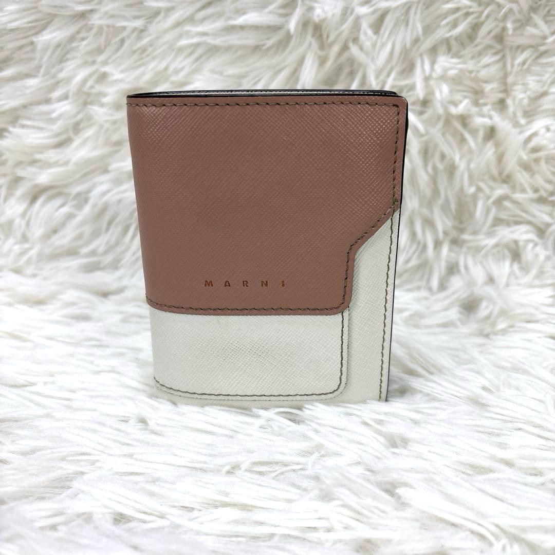 MARNI バイフォールドウォレット　二つ折り財布　ピンク　ホワイト