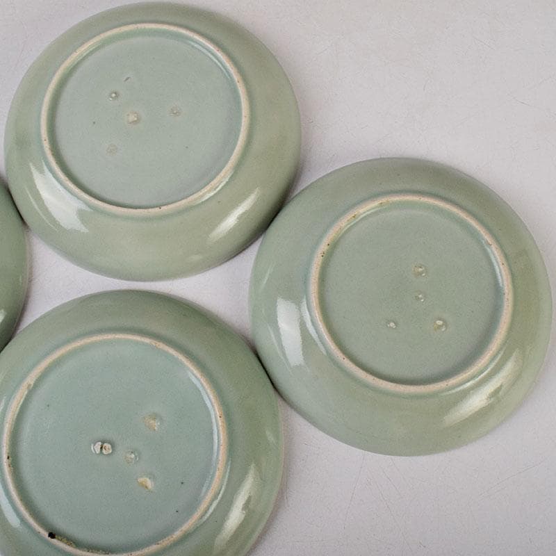 伊万里焼　古伊万里　青磁皿　四客　N　8578