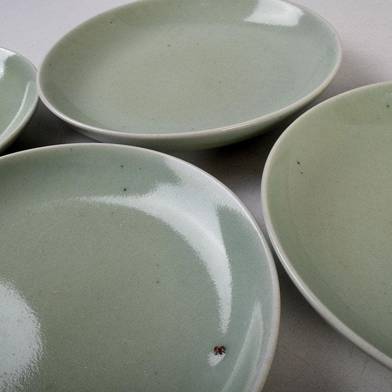 伊万里焼　古伊万里　青磁皿　四客　N　8578