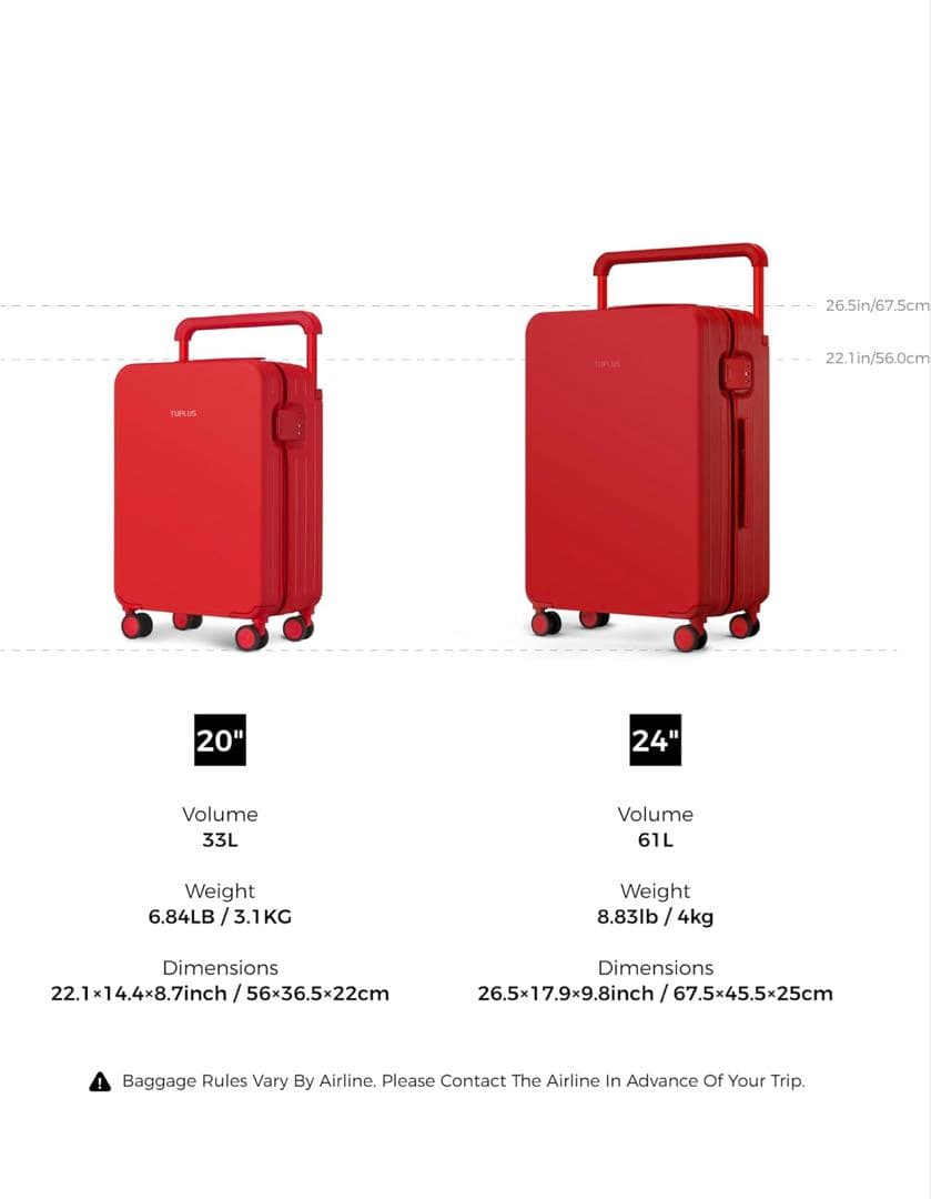 [TUPLUS] スーツケース 超軽量 大型キャリーケース 61L,グレイ