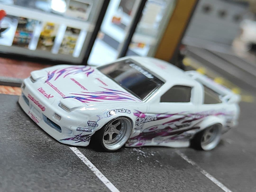 ホットウィールカスタム 日産 180sx シルビア 白✩段リム☆トミカ改造