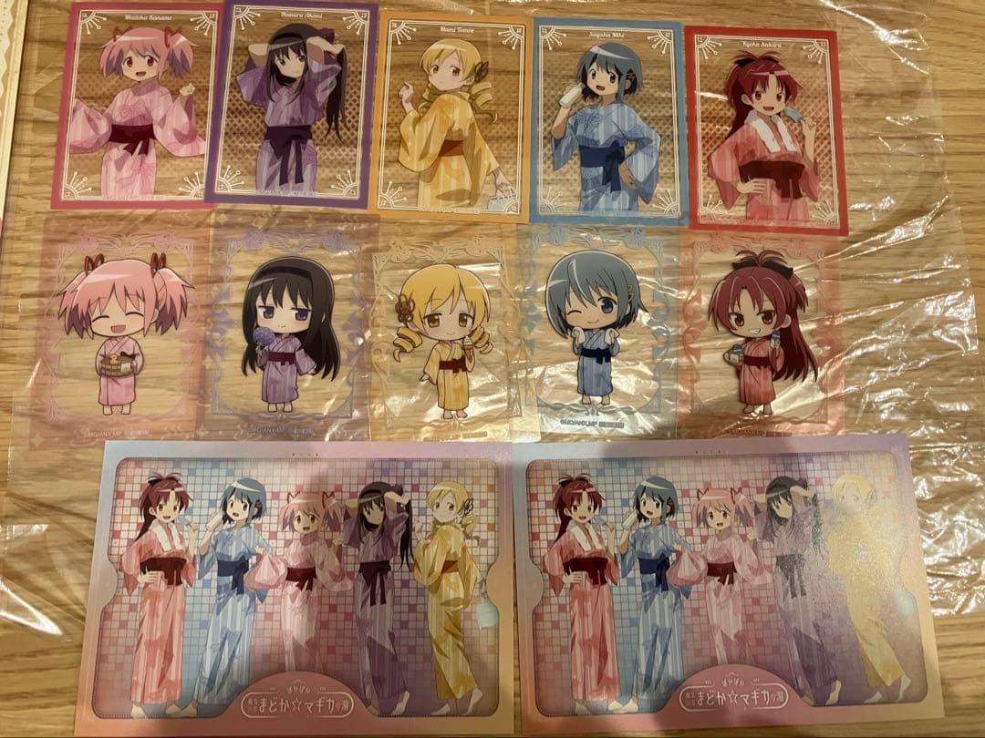 極楽湯　まどか☆マギカ　まどマギ　クリアカード　ポストカード　全種　温泉　浴衣