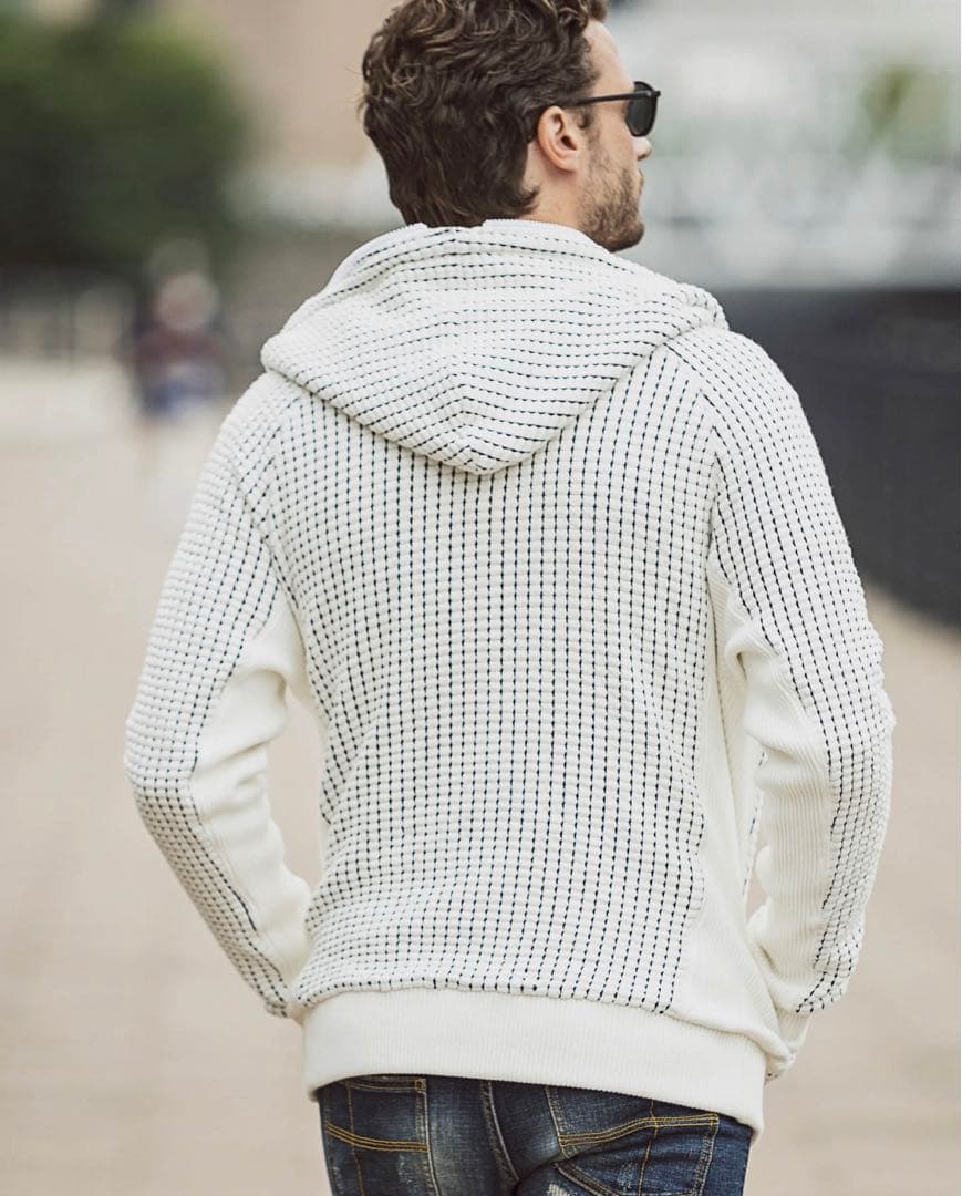 1PIU1UGUALE3 RELAX ランダムロゴワッフルリブパーカー