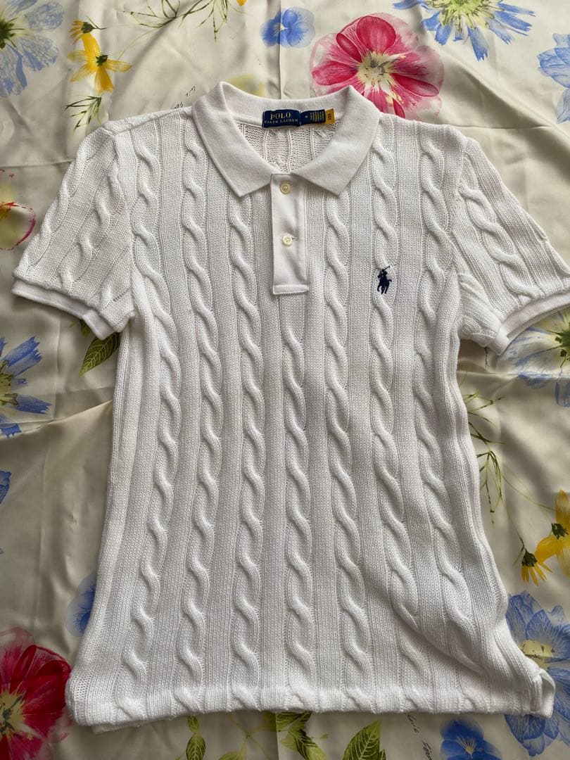 POLO RALPH LAUREN ケーブル編みポロシャツ Mサイズ ホワイト