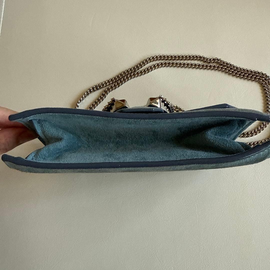 Jimmy Choo 水色スエード パーティーバッグ