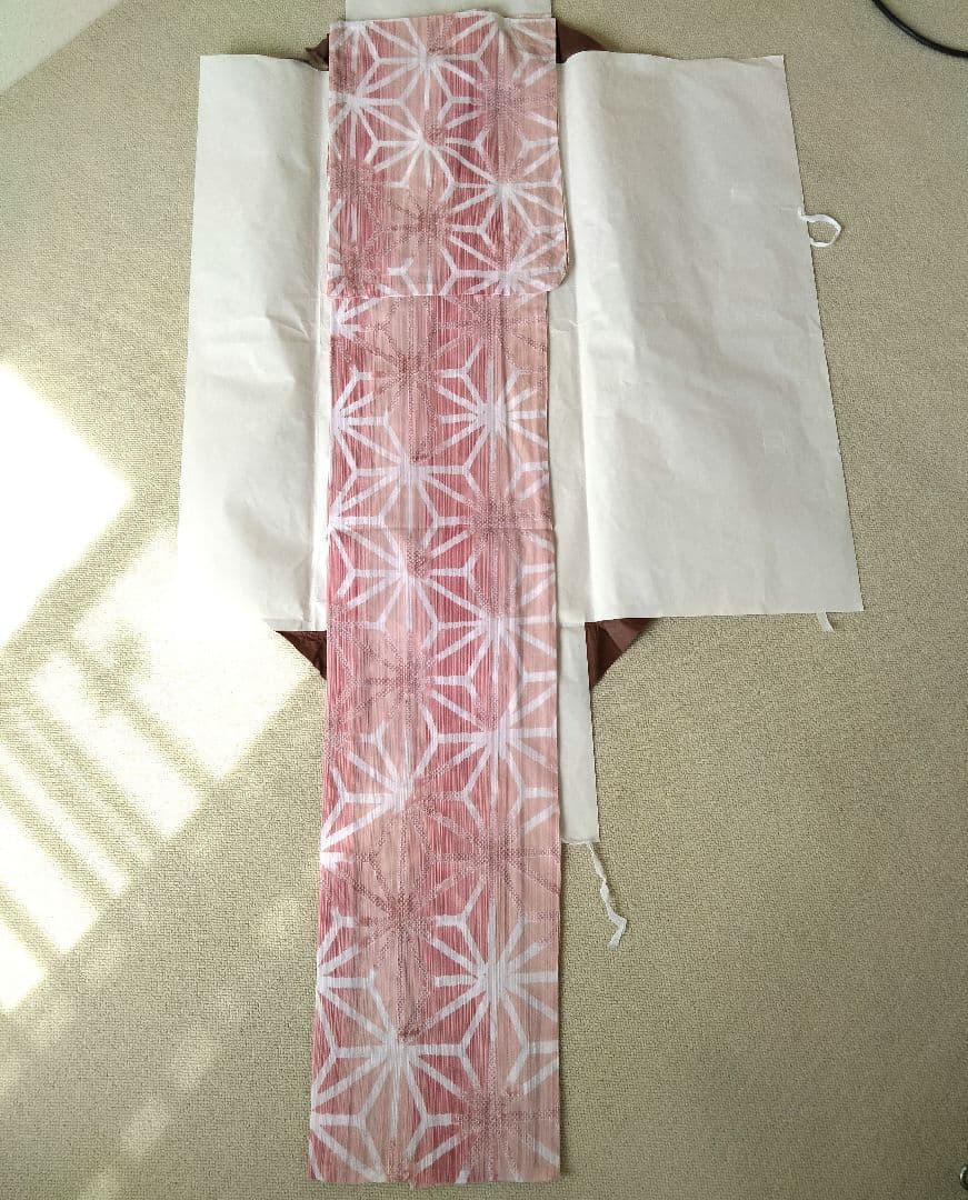夢工房　浴衣　麻の葉　ピンク　レディース浴衣　古典柄　透かし織