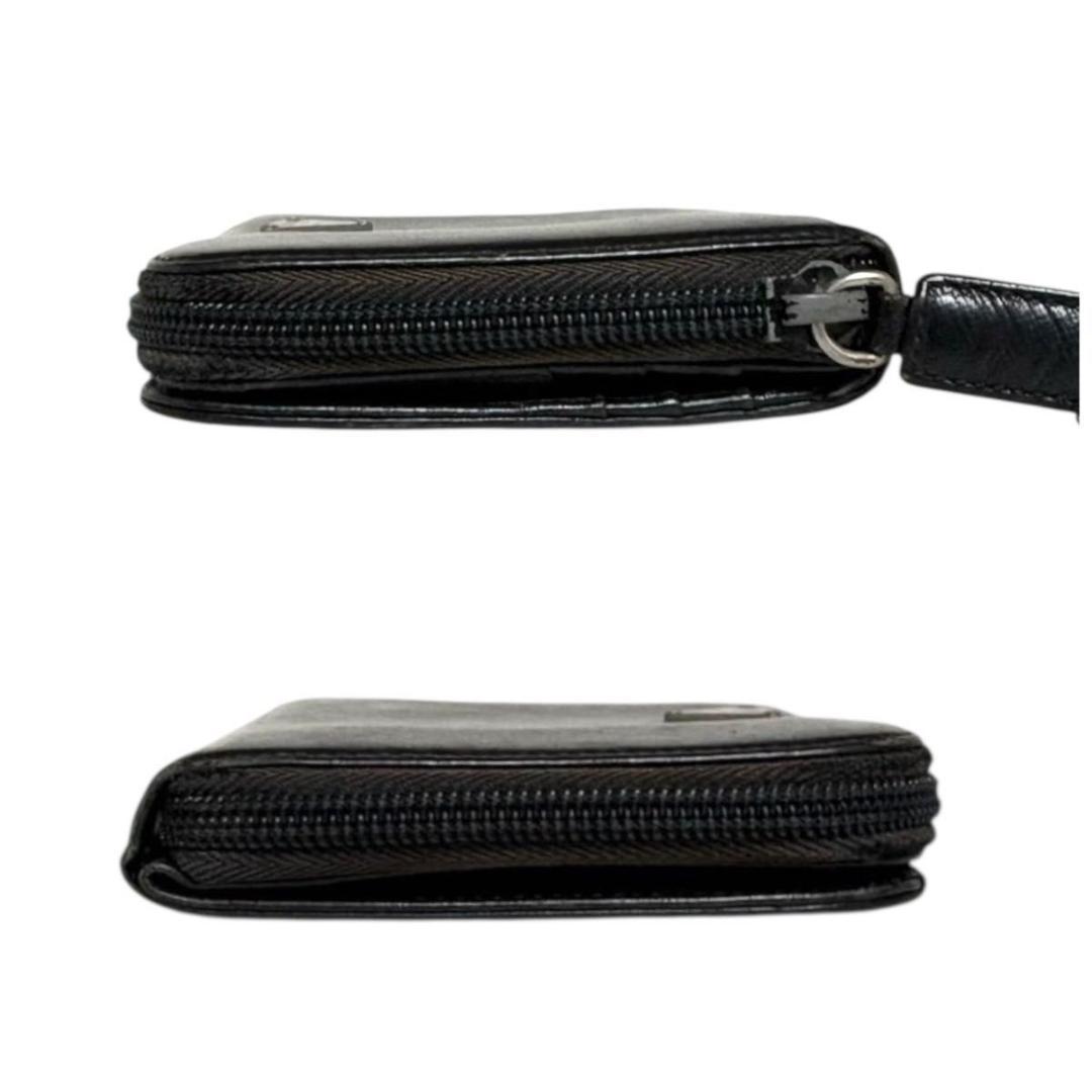 良品 PRADA 二つ折り 三角プレート サフィアーノ レザー 黒 ブラック